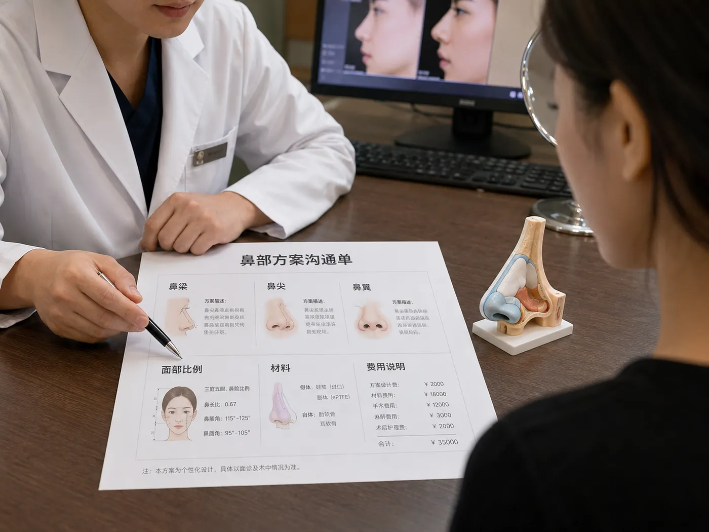 同样叫“鼻综合”,具体项目、对应部位、材料和费用构成可能并不相同。