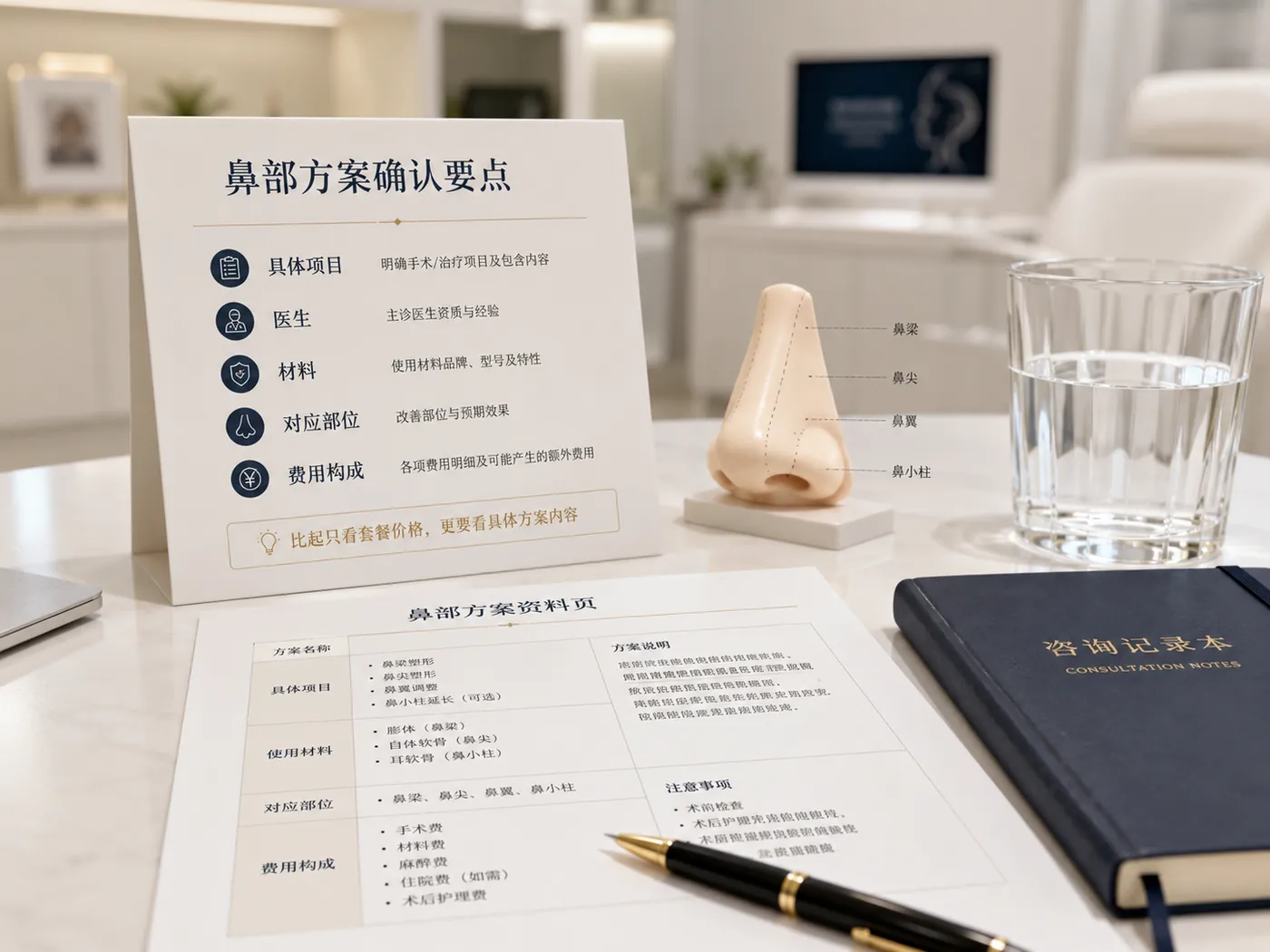 面诊确认时,比起只看套餐名称和总价,更需要把项目、医生、材料、部位和费用逐项对应。